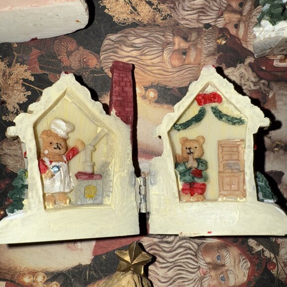 Vintage Christmas Village Houses Manger Building Wooden Ornaments Lot Of 4 Mini - Picture 14 of 16